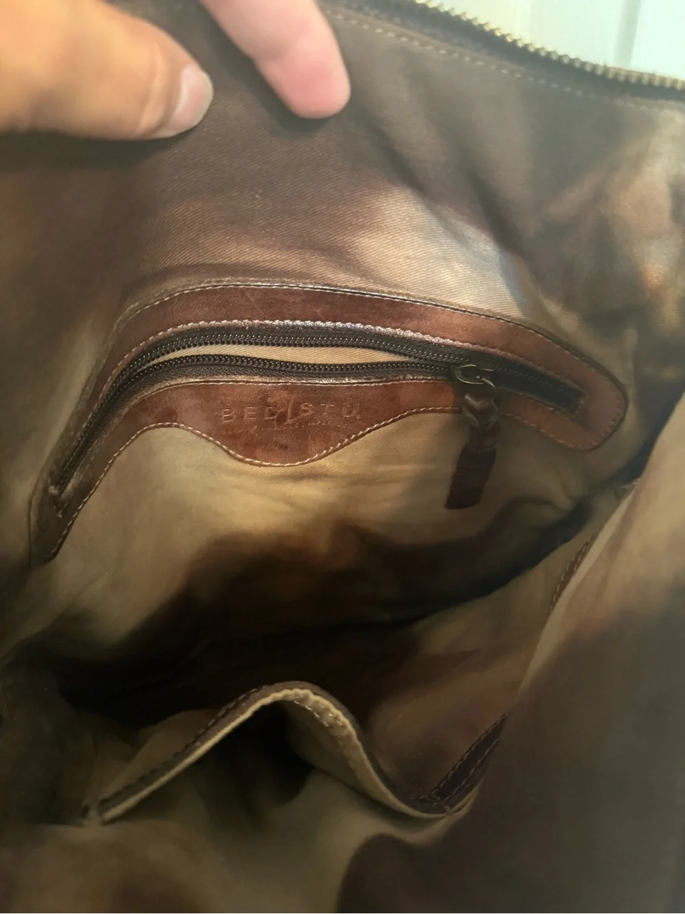 Bed Stu Two-Tone Brown Leather Messenger Bag